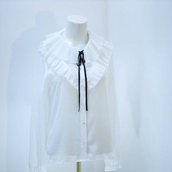 Zara Buttoned Blouse With Bow Size M - Picture 2 of 4